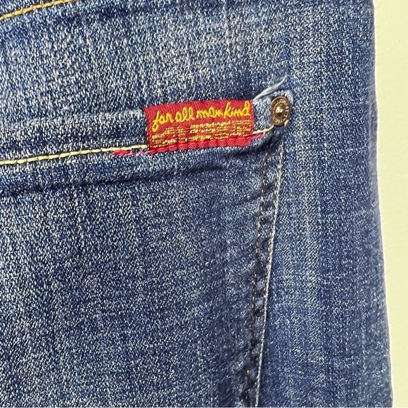 7 For All Mankind Wide Leg Capris Raw Hem High Rise Size 26 - Picture 8 of 12